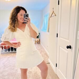 NWT Tanya Taylor White Lace Puff Sleeve Mini Dress 2